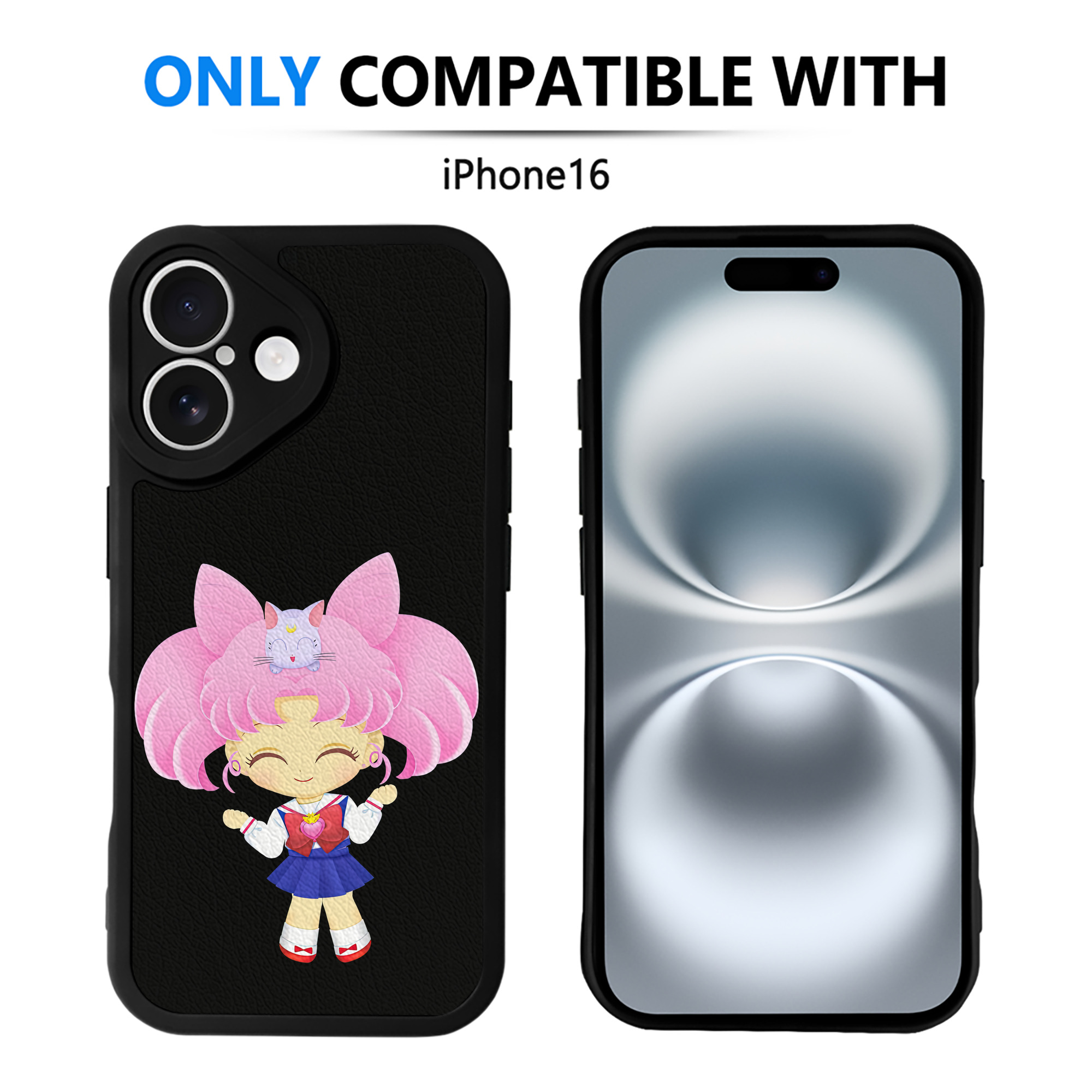 （画像用） 美少女戦士セーラームーン ちびうさ Sailor Moon Chibiusa Tsukino Usagi Small Lady Serenity 【iPhone 16シリーズ対応】シリコンスマホケース（レザー調） 材質：シリコン
